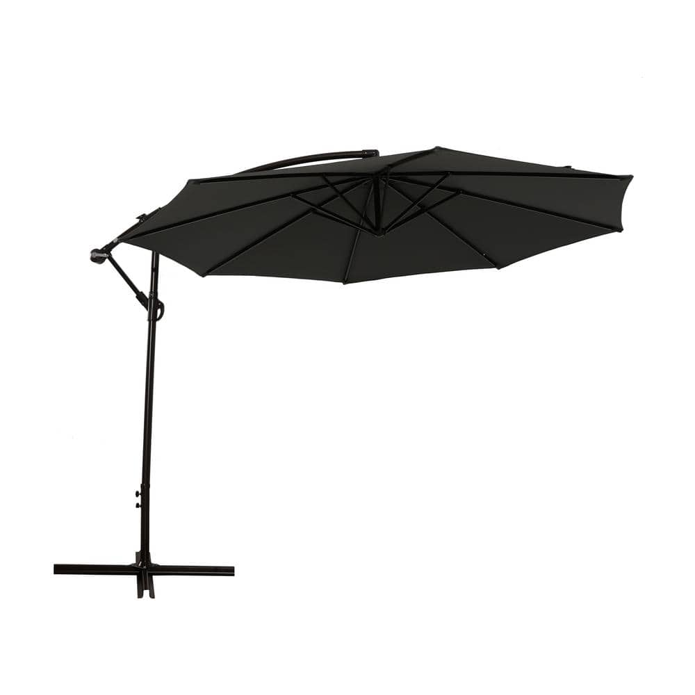 10 ft. Metal Cantilever Manual Tilt Patio Umbrella Waterproof and UV Resist