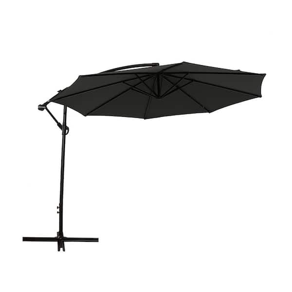 Unbranded 10 ft. Metal Cantilever Manual Tilt Patio Umbrella Waterproof and UV Resistant in Gray