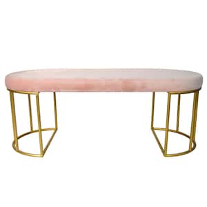 Vera Pink Bench with Upholstered Velvet Cushioned Seat 18 in. H x 47 in. W x 20 in. D