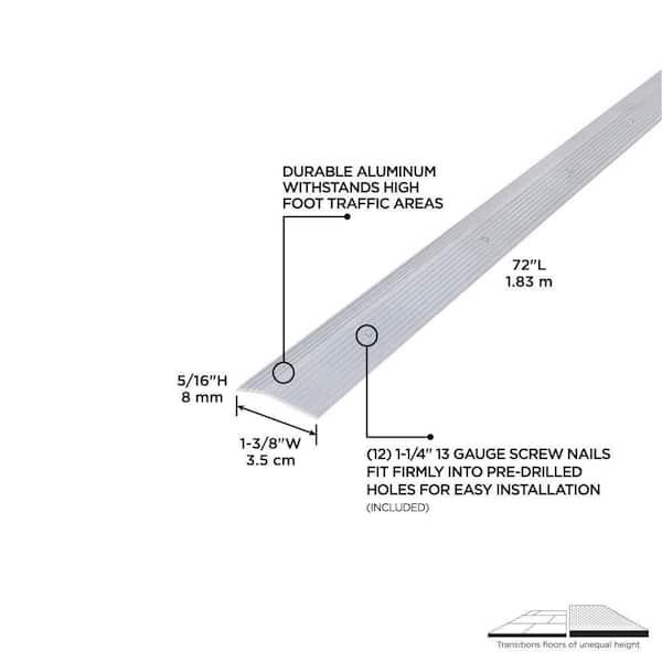 1-3/8 in. x 72" SILVER ALUMINUM Carpet Trim W/SCREW NAILS