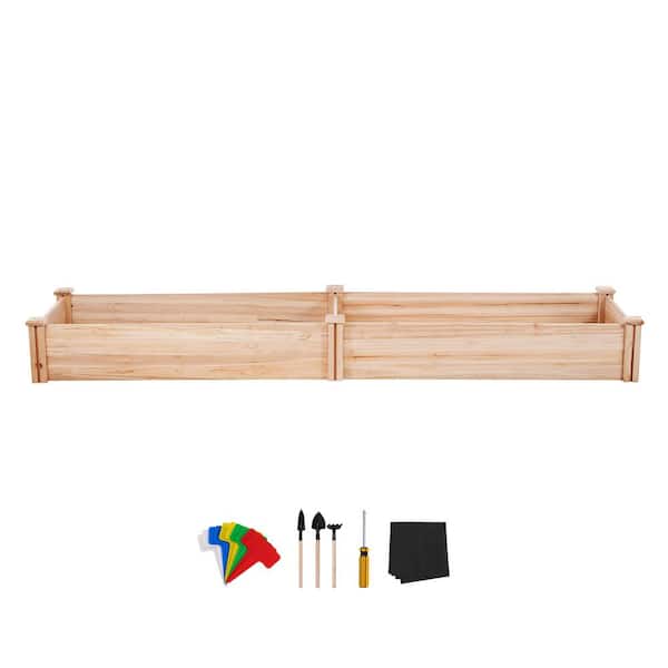 7.9 x 2 x 0.8 ft. Wood Raised Garden Bed, Outdoor Planter Box for Growing Flowers, Vegetables, and Herbs Burlywood