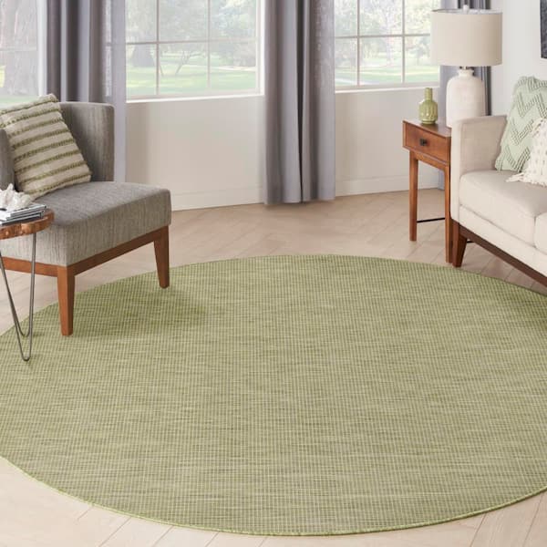 Positano Green 8 ft. x 8 ft. Indoor/Outdoor Solid Contemporary Round Area Rug