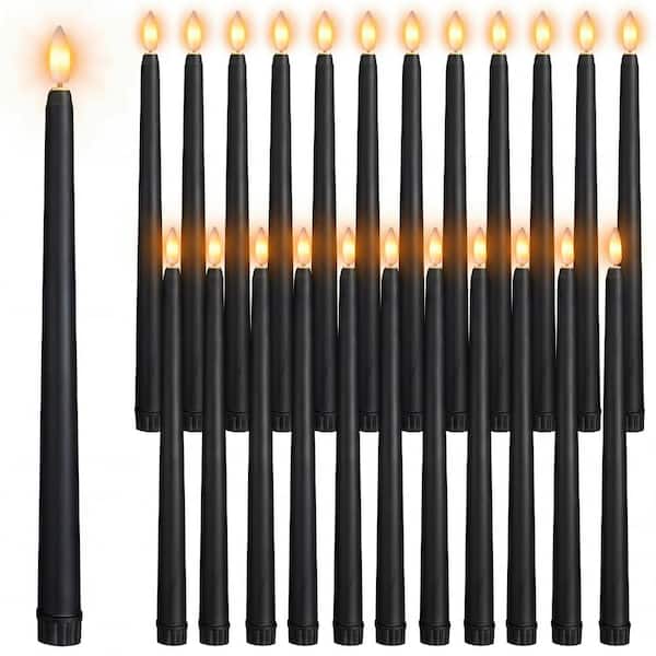 24 Packs Black LED Taper Candles, 11" Battery-Operated Flameless