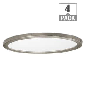 32 in. Low Profile Brushed Nickel LED Flush Mount Ceiling Light with Night Light Feature 3000K 4000K 5000K (8-Pack)