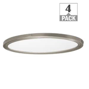 32 in. Brushed Nickel Oval LED Flush Mount Ceiling Light 3000LM 38W Night Light Low Profile Adjustable CCT (8-Pack)