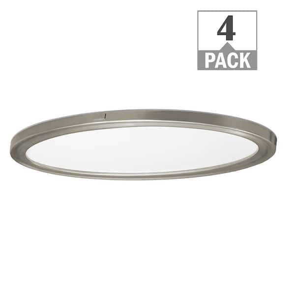 ETI LIGHTING 32 in. Brushed Nickel Oval LED Flush Mount Light Fixture Night Light Feature 3000LM 38W 3000K 4000K 5000K (8-Pack)