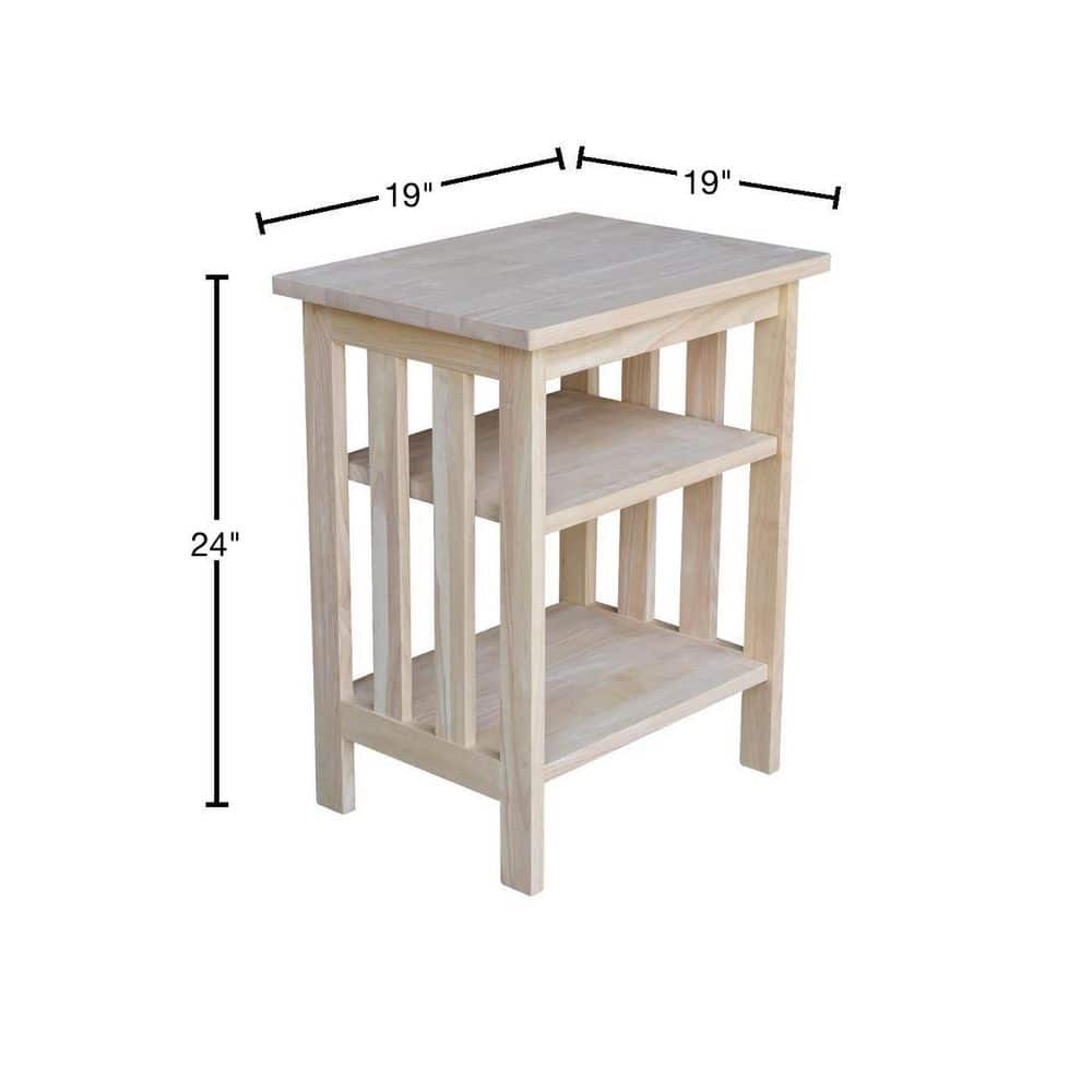 Unfinished Natural Wood 24" Mission Printer Stand with Shelves