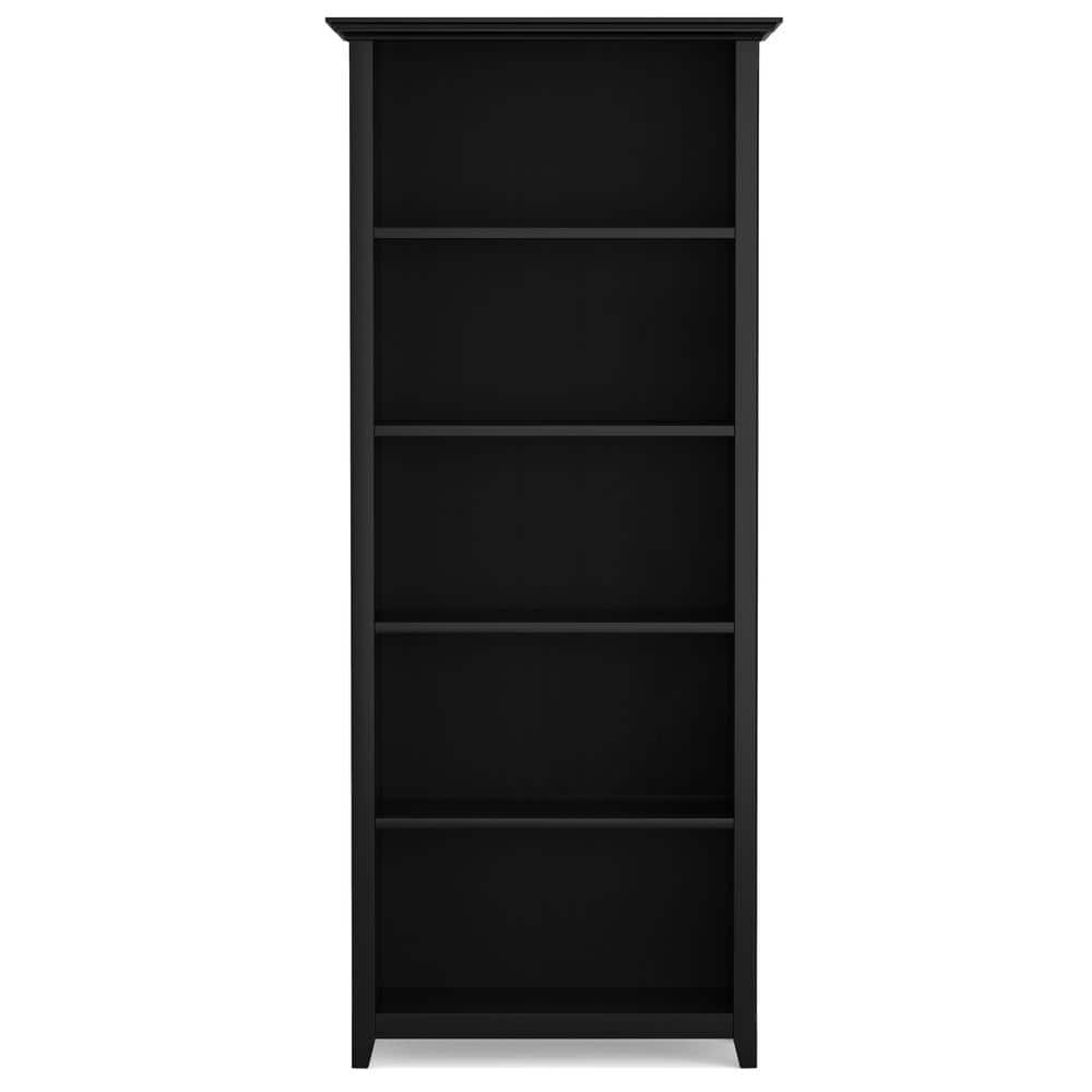 Amherst Adjustable 70'' Solid Wood 5-Shelf Bookcase in Black