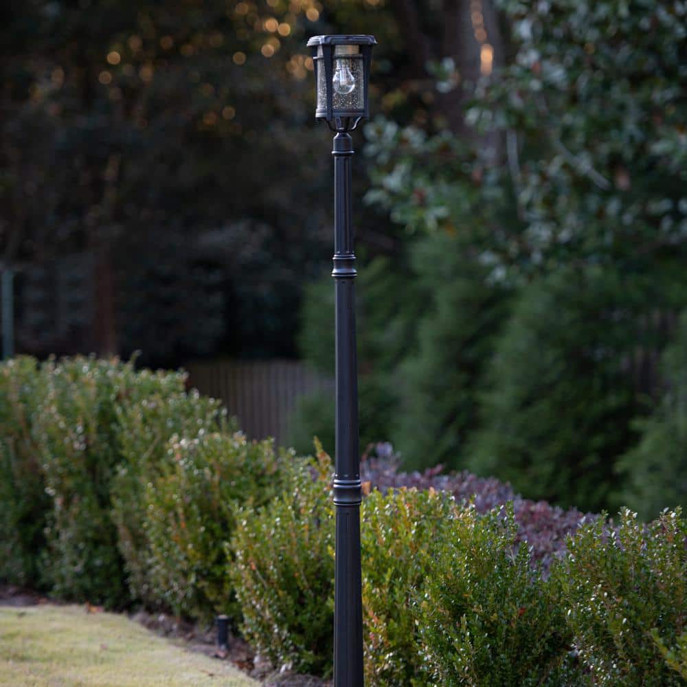 Aurora Black Cast Aluminum Solar Outdoor Light with LED Bulb