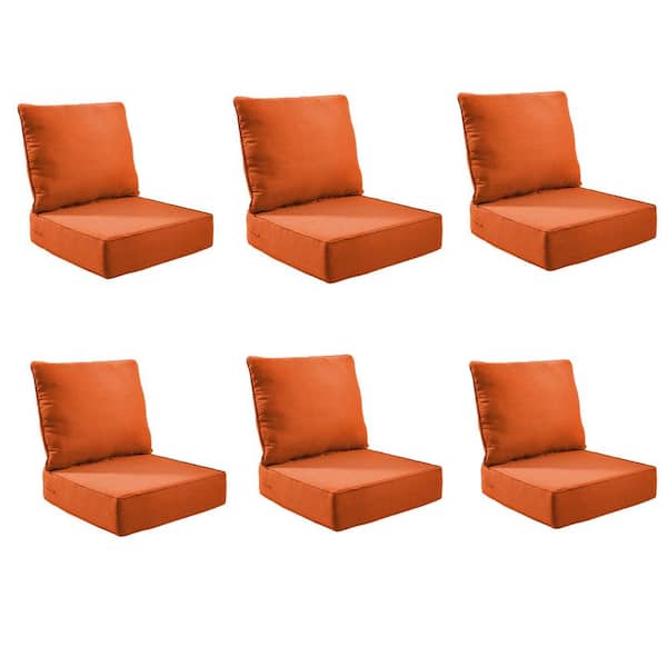 moosprr Modern 24 in. x 24 in. x 6 in. 12-Piece Deep Seating Outdoor Lounge Chair Thick Cushion Set in Orange (6-Set)