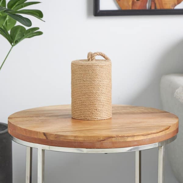 Litton Lane 7 in. Brown Jute Rope Handmade Coiled Rope Buoy Sculpture with Handle