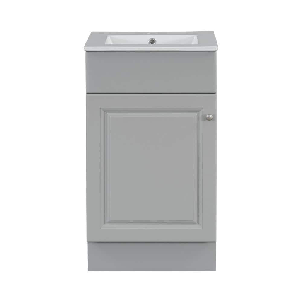 18 in. W Single Sink Freestanding Bath Vanity in Gray with White Ceramic Top Unassembled price history on PriceWatchPro