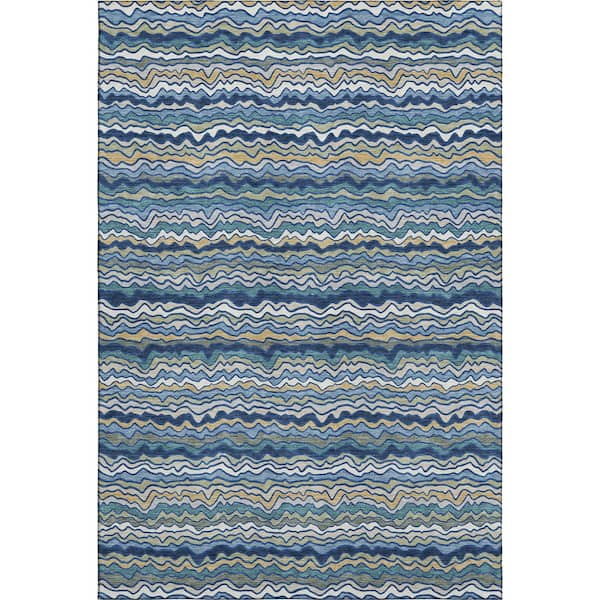 Mayfield Premium Machine Washable Abstract AMF2436 Navy 9 ft. x 12 ft. Area Rug