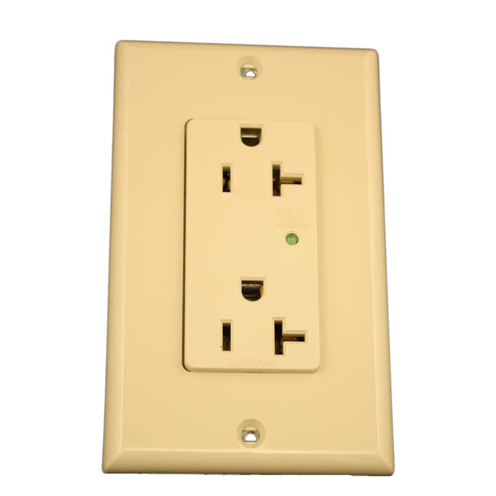 Leviton Decora Plus 20 Amp 125 V Surge Protective Duplex Outlet/Receptacle, Ivory (1-Pack) 05380-I