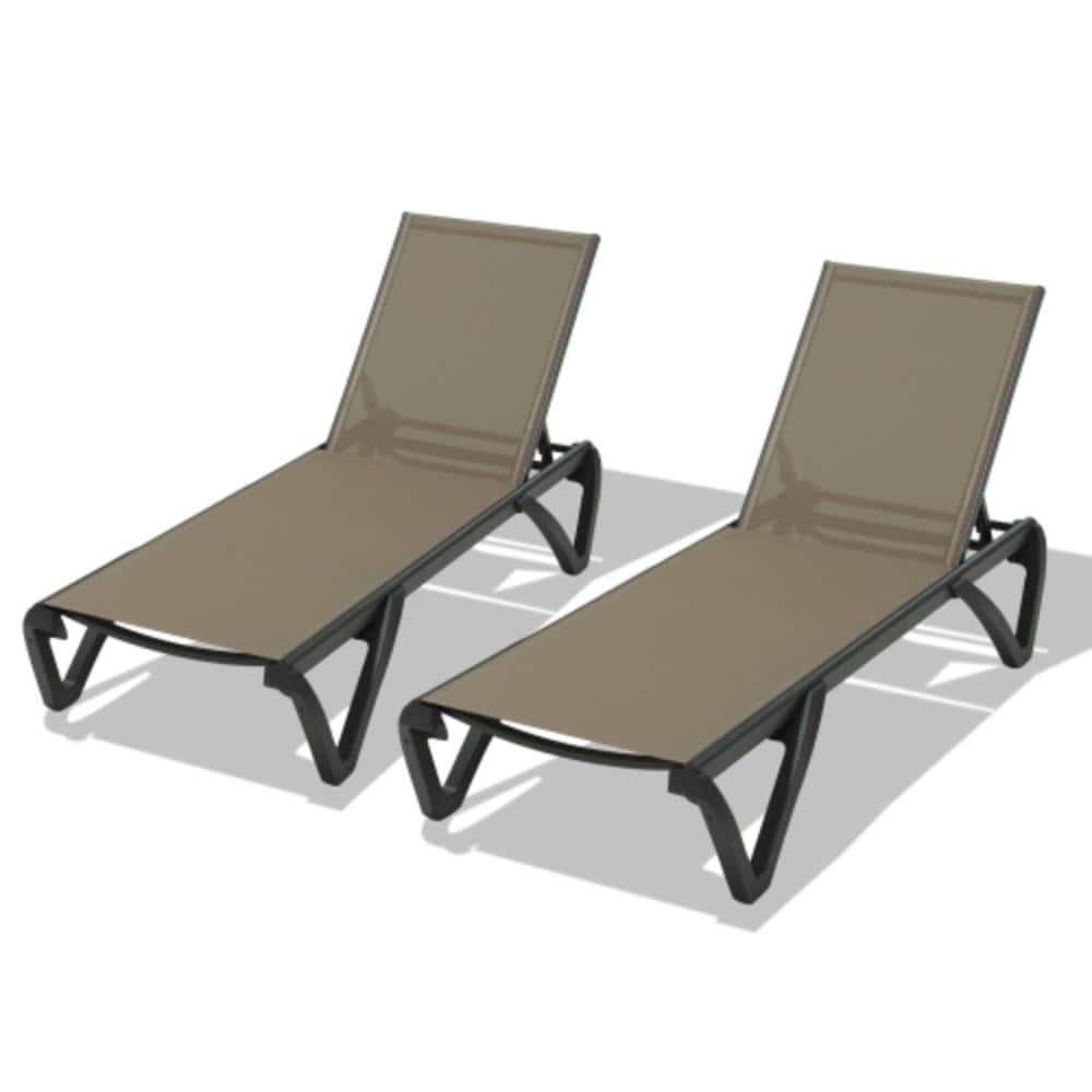 Black 2-Piece Metal Outdoor Patio Chaise Lounge with Brown Cushions price history on PriceWatchPro