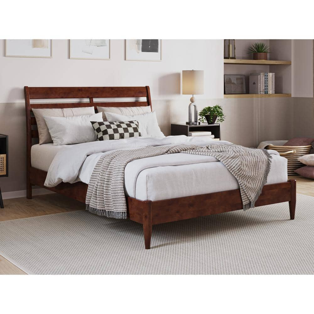 AFI Savannah Walnut Brown Solid Wood Frame Full Low Profile Platform ...