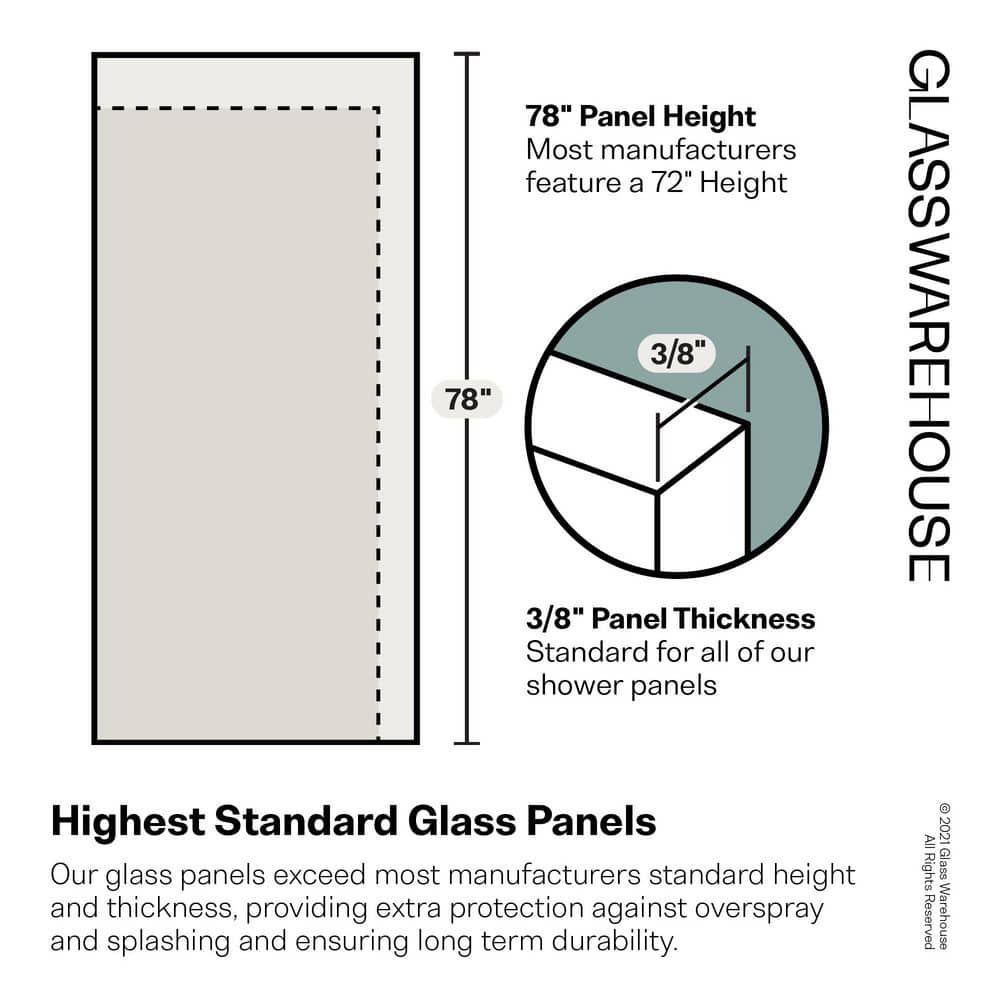 Satin Brass Frameless Sliding Glass Shower Enclosure, 78" x 56"