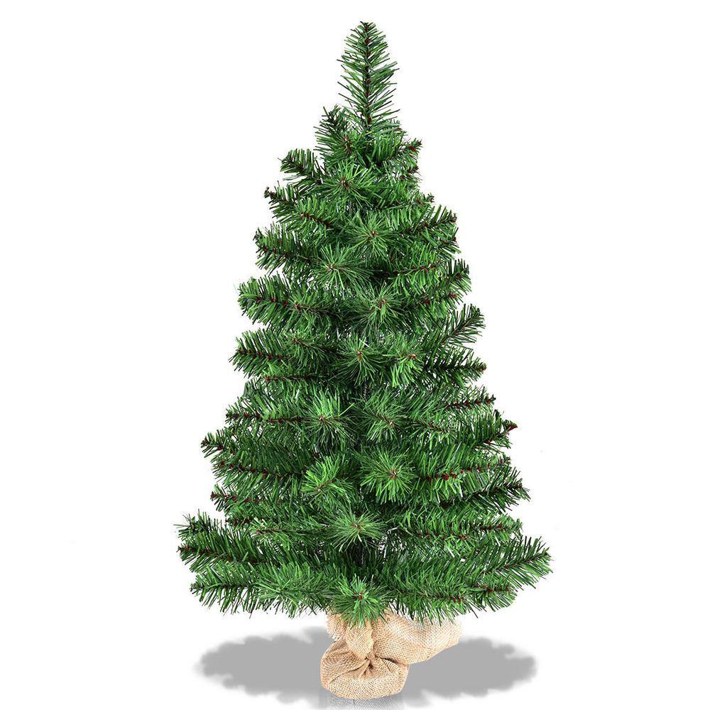 ANGELES HOME 2 ft.Green Tabletop Unlit Christmas Tree in Burlap Base 8CK23CM189GN The Home Depot