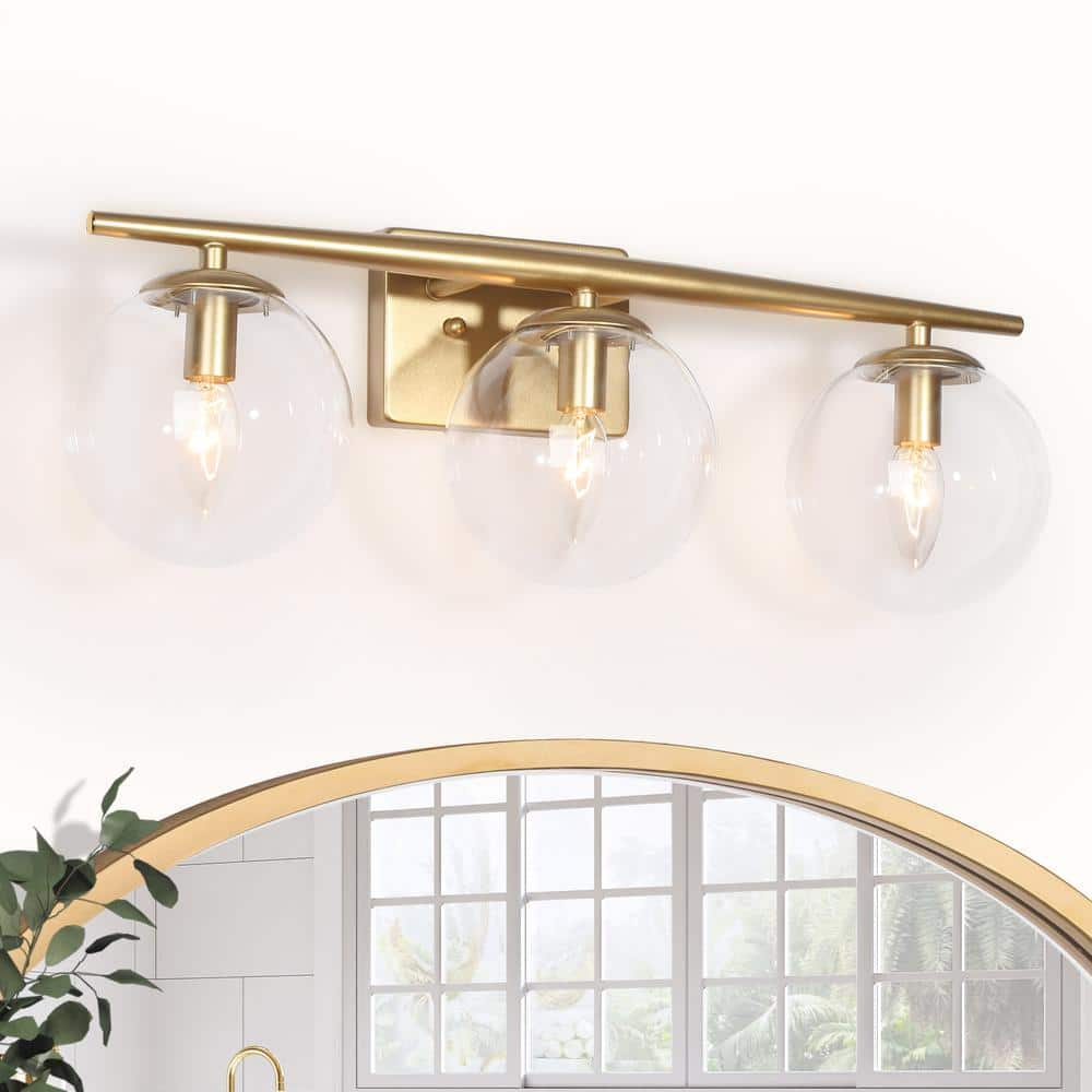 Uolfin Modern Gold Bathroom Vanity Light, 22 In. 3-Light Farmhouse ...