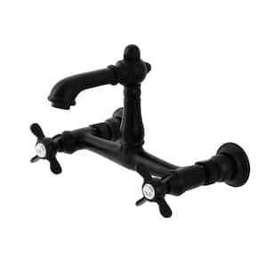 Essex Double Handle Wall Mount Bathroom Faucet in Matte Black