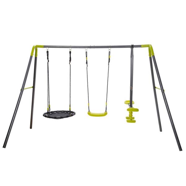 Tidoin WM-YDPP1-52AAL 3-in-1 Black and Yellow Stainless Steel Adjustable Height Child Swing Set - 1