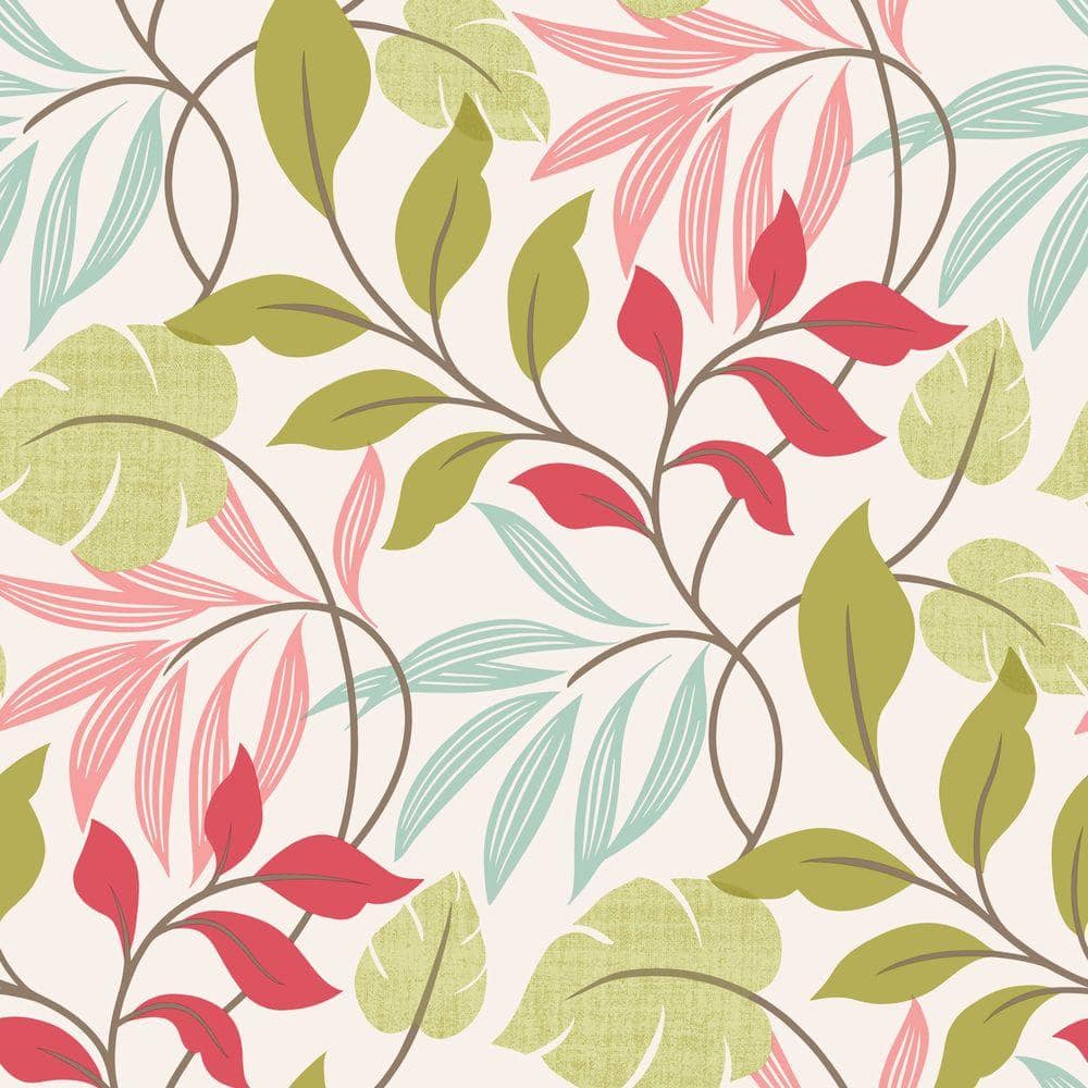 Beacon House Eden Pink Modern Leaf Trail Strippable Roll Wallpaper Covers 56 Sq Ft 2535 629 The Home Depot