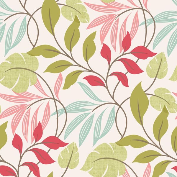 Beacon House Eden Pink Modern Leaf Trail Strippable Roll Wallpaper (Covers 56 sq. ft.)