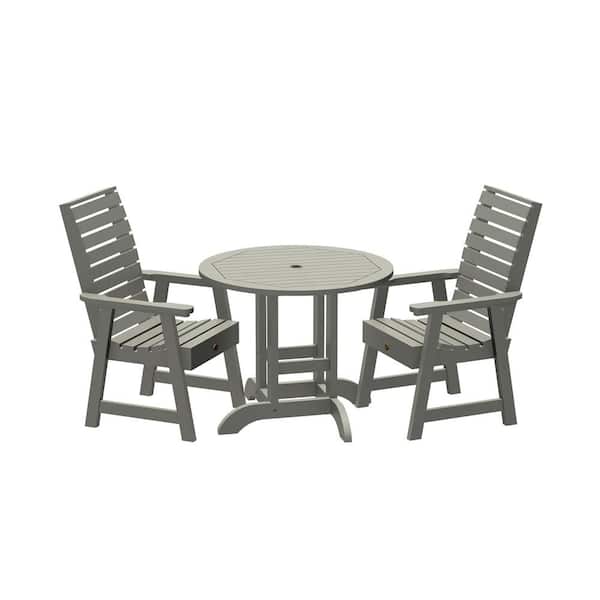 Highwood Glennville 3-Pieces Round Recycled Plastic Outdoor Dining Set