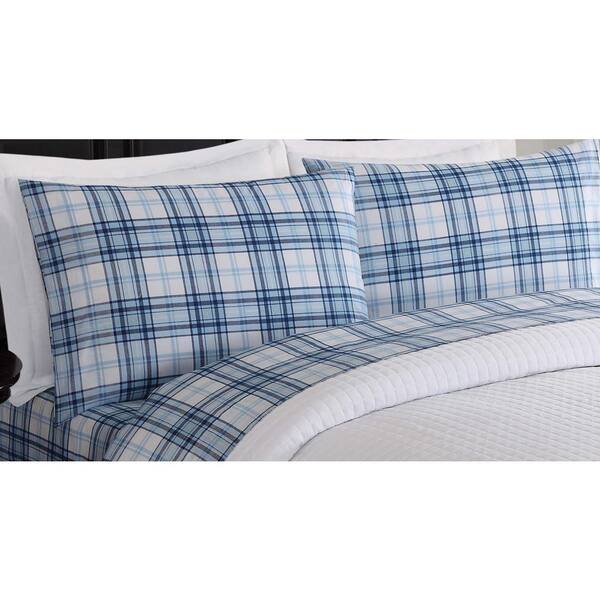 London Fog Lowell Printed 6-Piece Blue and White Queen Sheet Set