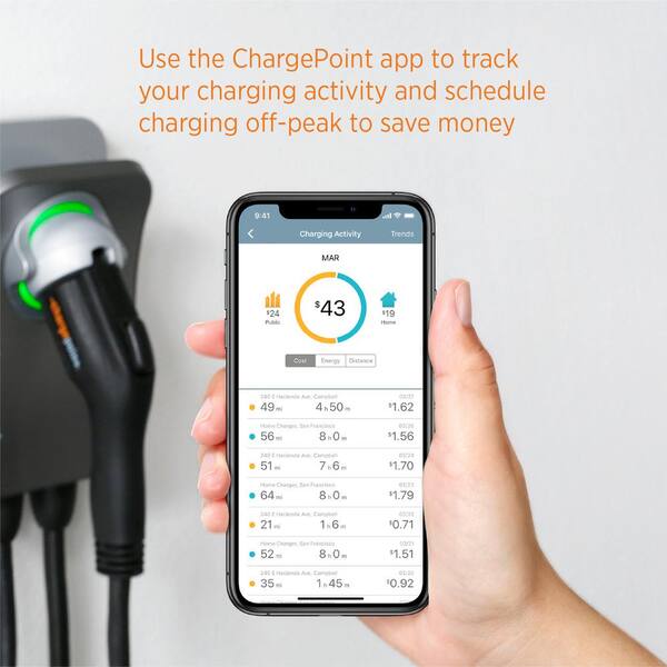 Chargepoint Home Flex Electric Vehicle Ev Charger 16 To 50 Amp 240 Volt Wi Fi Nema 14 50 Plug Indoor Outdoor 23 Ft Cable Cph50 Nema14 50 L23 The Home Depot