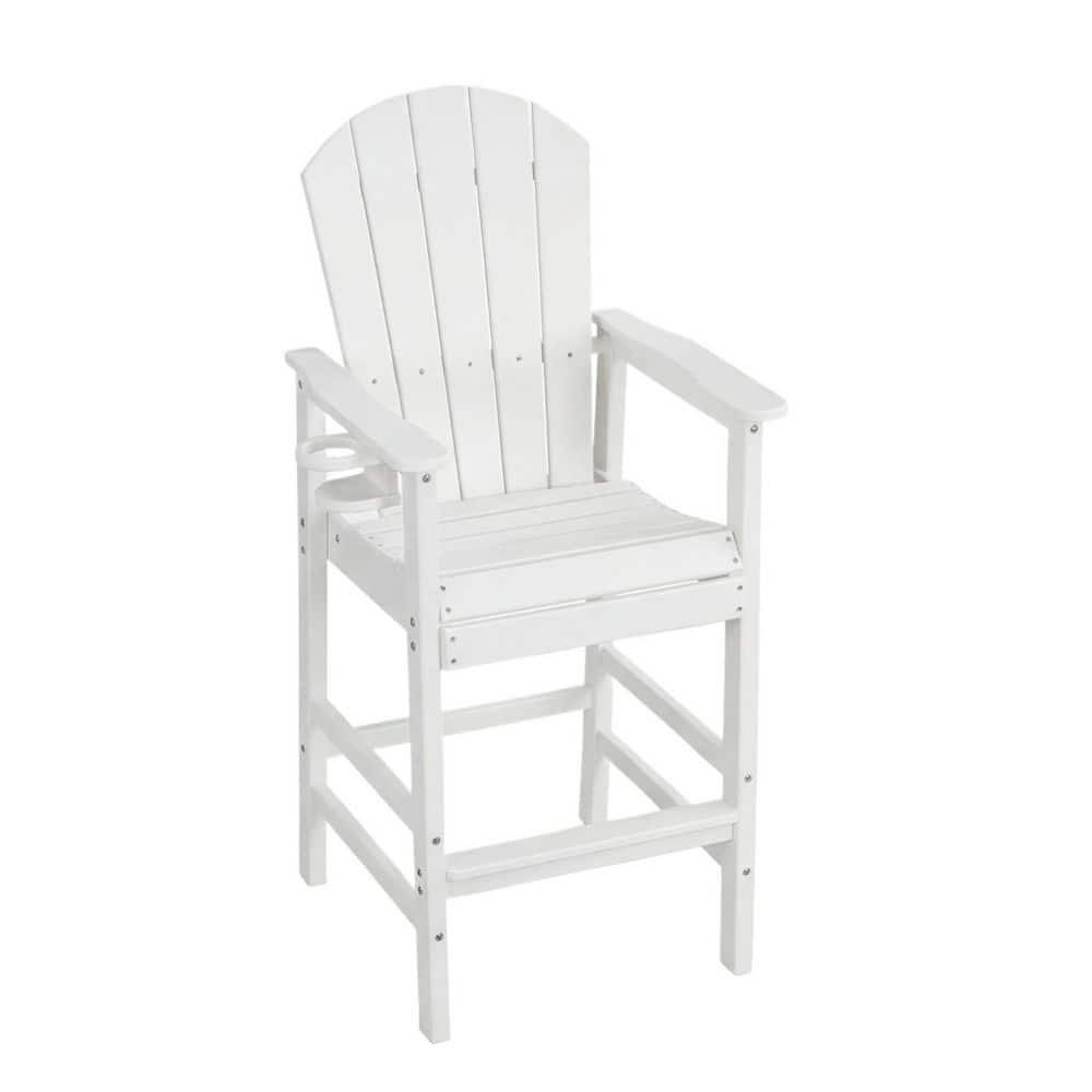White HDPE Plastic Outdoor Bar Stool with Cup Holder and Armrests price history on PriceWatchPro