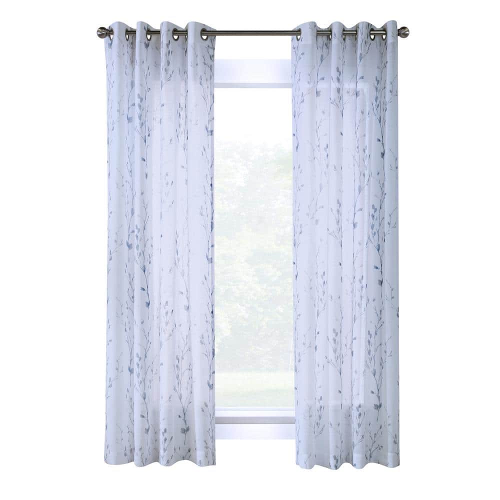 White Faux Linen Light-Filtering Grommet Curtain Panel, 52 x 95in