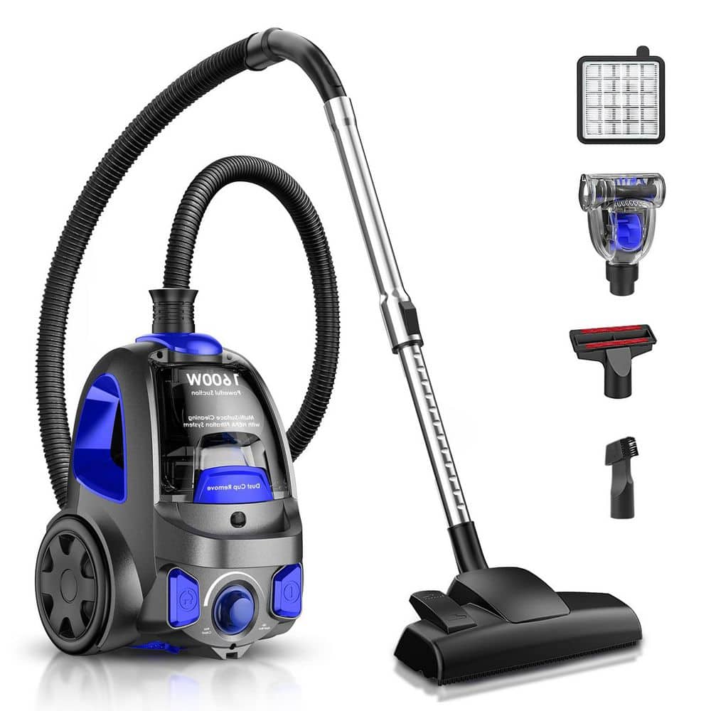 1600W Bagless Corded Canister Vacuum w 40Kpa Powerful Suction, 3.7QT Dust Cup, HEPA Filter for Floors Carpets, Blue price history on PriceWatchPro