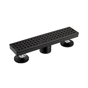 12 in. Stainless Steel Linear Shower Floor Drain with Square Pattern Drain Cover in Oil Rubbed Bronze