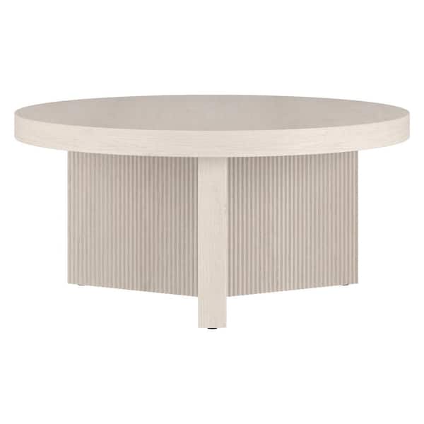 Meyer&Cross Holm 32 in. Alder White Round MDF Top Coffee Table