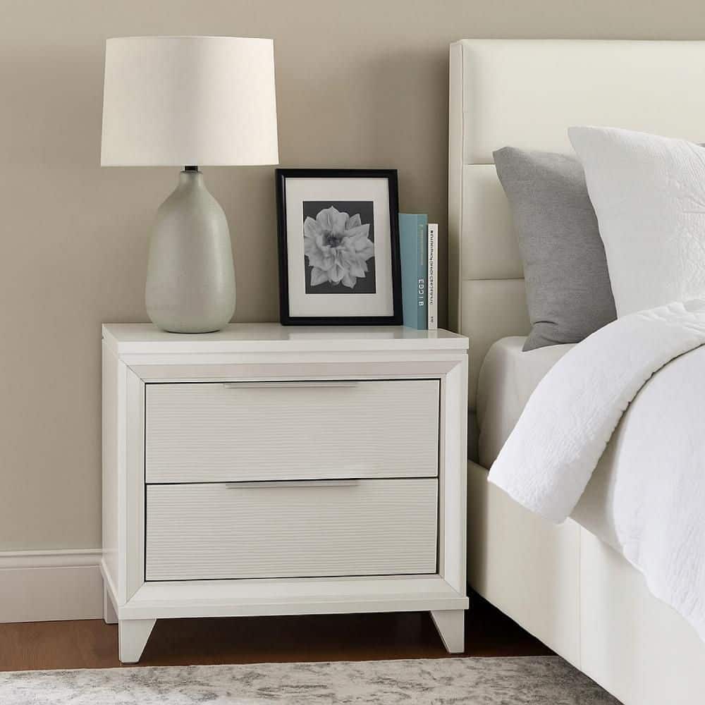 Ressy White and Silver 2-Drawer 21.5 in. W Nightstand price history on PriceWatchPro