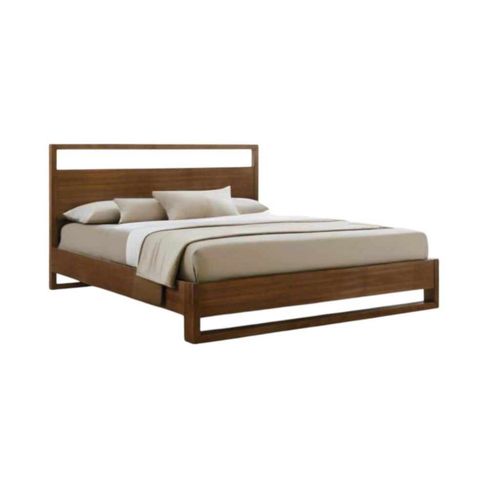 Brown Wood Frame King Panel Bed