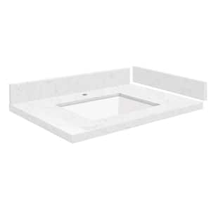 Silestone 25 in. W x 22.25 in. D Quartz White Rectangular Single Sink Vanity Top in Statuario