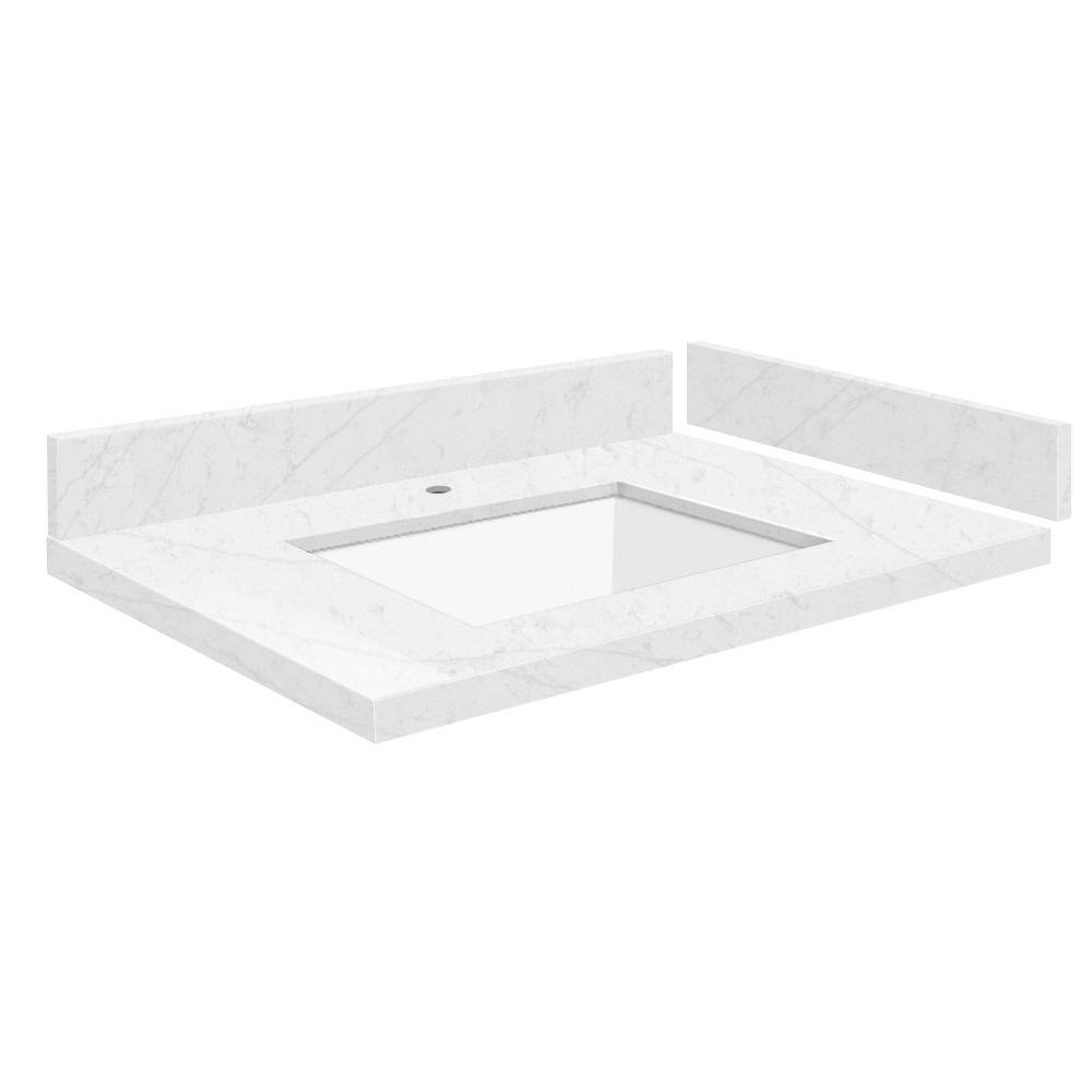 Silestone 28 in. W x 22.25 in. D Quartz White Rectangular Single Sink Vanity Top in Statuario price history on PriceWatchPro