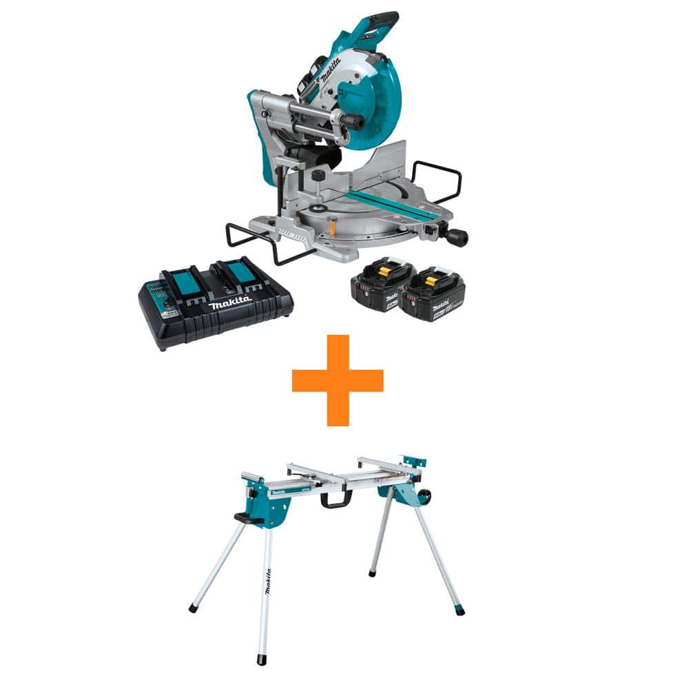 Makita XSL02Z 18V X2 LXT Lithium-Ion (36V) Brushless Cordless 7-1 2" Dual Slide Compound Miter Saw, Tool Only with WST06 Compact Folding Miter Saw Sta - 3