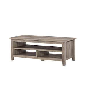 48 in. Grey Wash Rectangle MDF Top Coffee Table with Shelf