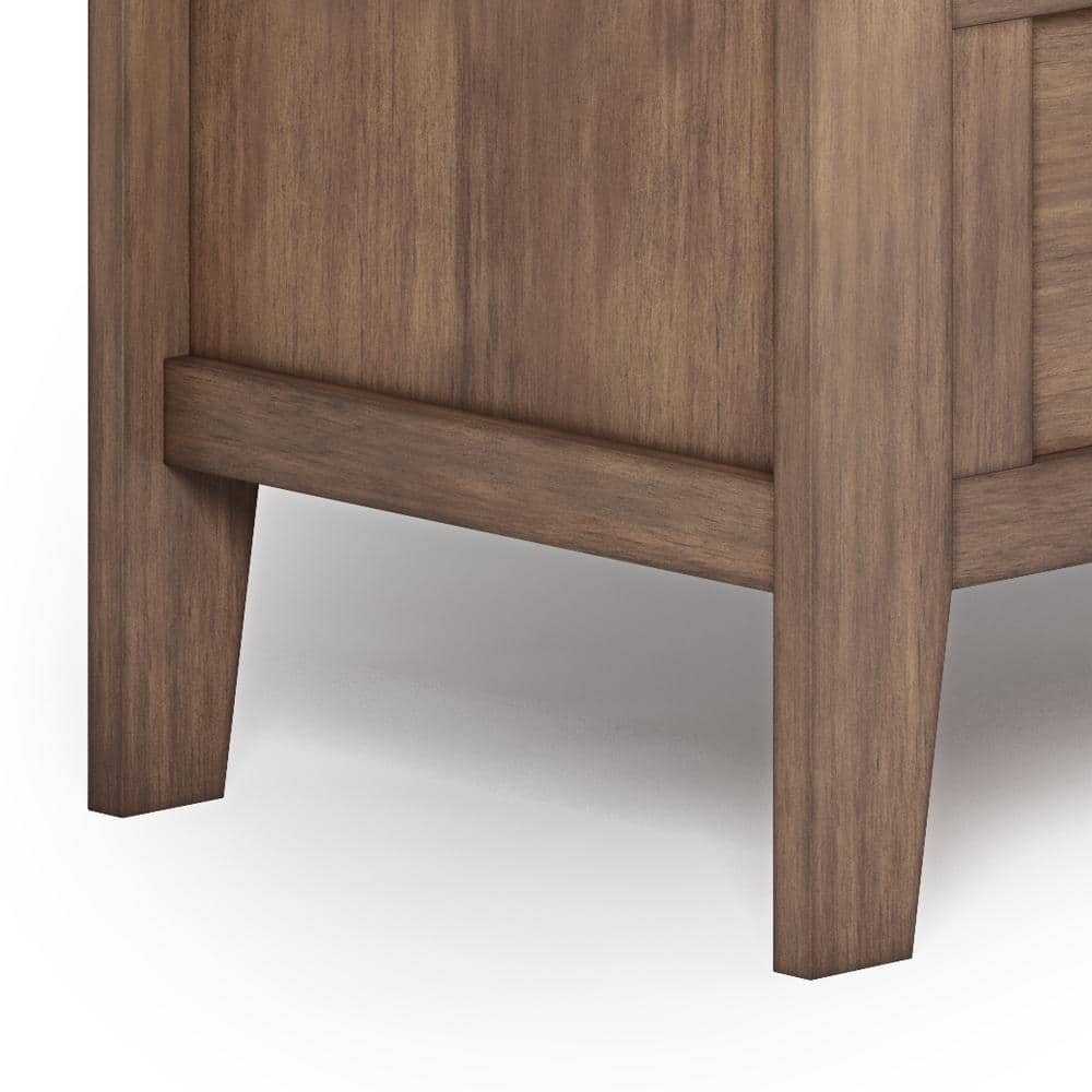 Adams Rustic Natural Aged Brown Wood Storage Bench with Arms