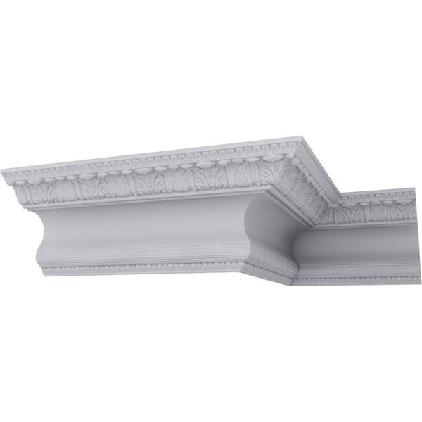 Ekena Millwork 10-1/2 in. x 13 in. x 94-1/2 in. Polyurethane Egg and Dart Acanthus Crown Moulding