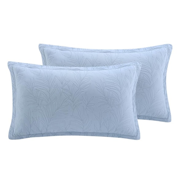 Solid Costa Sera 2-Piece Blue Cotton King Shams