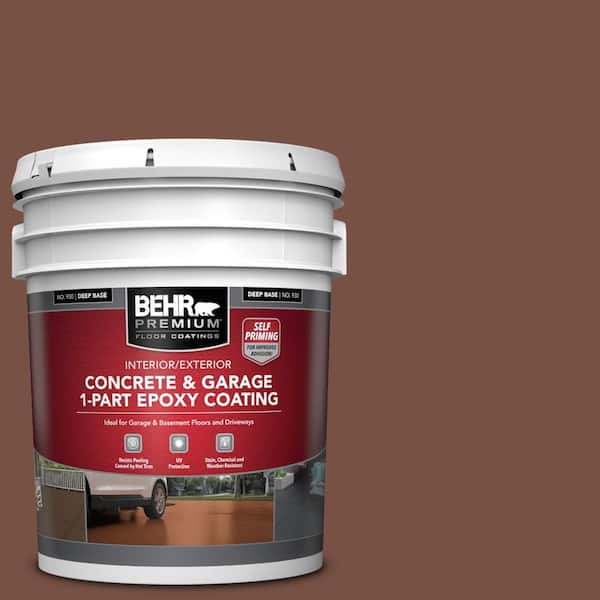 BEHR PREMIUM 5 gal. #S190-7 Toasted Pecan Self-Priming 1-Part Epoxy Satin Interior/Exterior Concrete and Garage Floor Paint