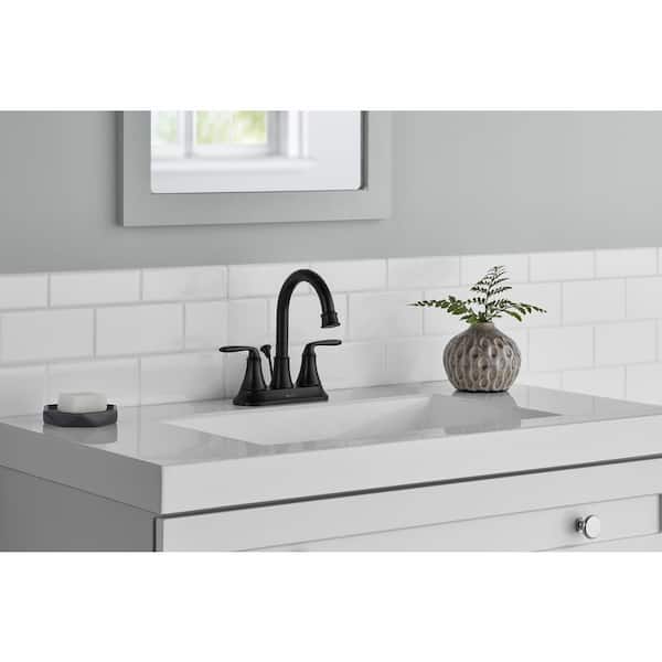 Sadira 4 in. Centerset 2-Handle High-Arc Bathroom Faucet in Matte Black