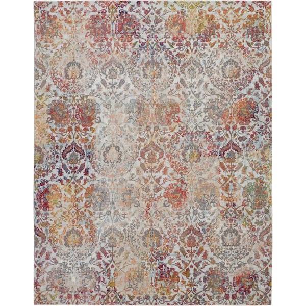 Nourison Global Vintage Ivory/Orange 8 ft. x 10 ft. Oriental Transitional Area Rug