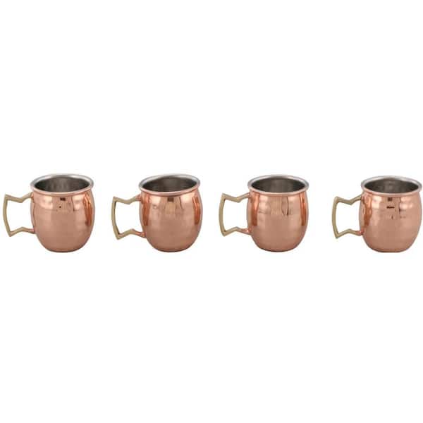 J&V TEXTILES 2 oz. Handcrafted Copper Mule Mug (Set of 4)