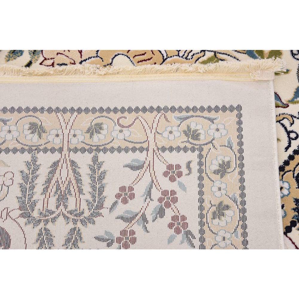 Ivory Floral Synthetic 8' x 10' Rectangular Area Rug