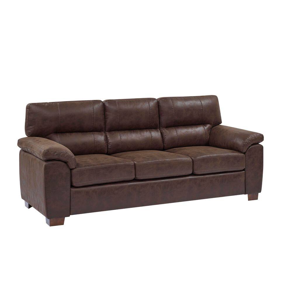Virtuous 81 in. Pillow Top Arms Faux Leather Upholstered Rectangle Sofa in Dark Brown price history on PriceWatchPro